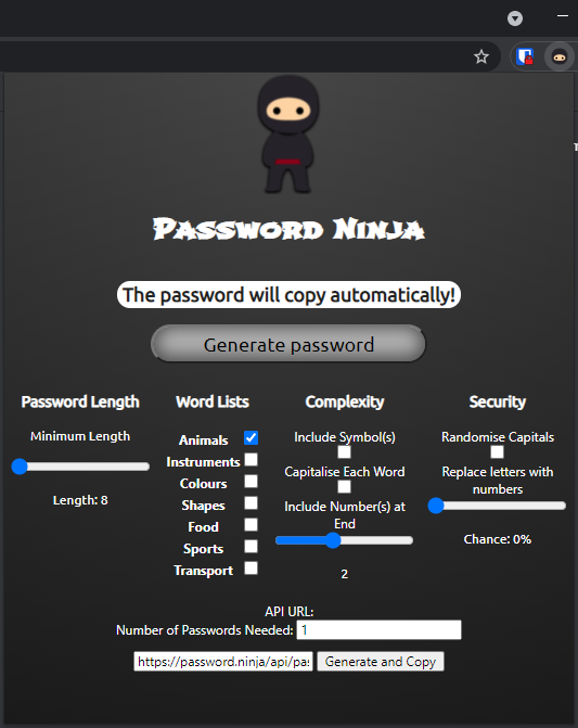 Picture of Password Ninja plugin
